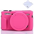 Yisau G7X Mark II Camera Case, G7X Removable Lens Cover Silicone Cover for Canon PowerShot G7X ii, G7X Accessories, Lightweight Rubber Soft Silicone Case - Rosered