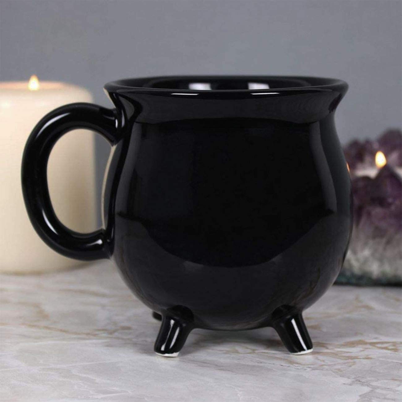 IZEERA Novelty Cauldron Mug Plain Black Stoneware Coffee Tea Soup Cup with Gift Box - Witches Brew Friendship Mugs, Always Remember, Best Friends Birthday Gifts for Men Women