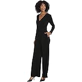 Maggy London womens Draped Twist Waist V- Neck Long Sleeve Jumpsuit