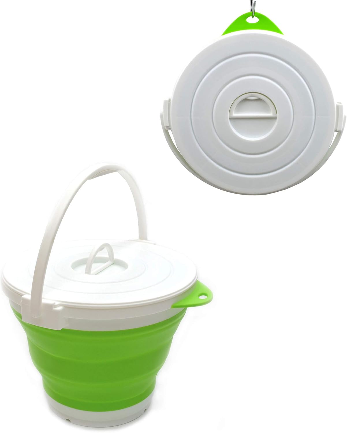 SAMMART 10L Collapsible Fishing Bucket with Locking Lid, Foldable Round Tub, Portable Plastic Water Pail