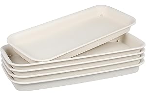 Balacoo 5 Pack Rectangular Plant Drip Trays, Thickened Resin Water Catcher, Window Sill Plant Trays for Flower Pot Catch Wate