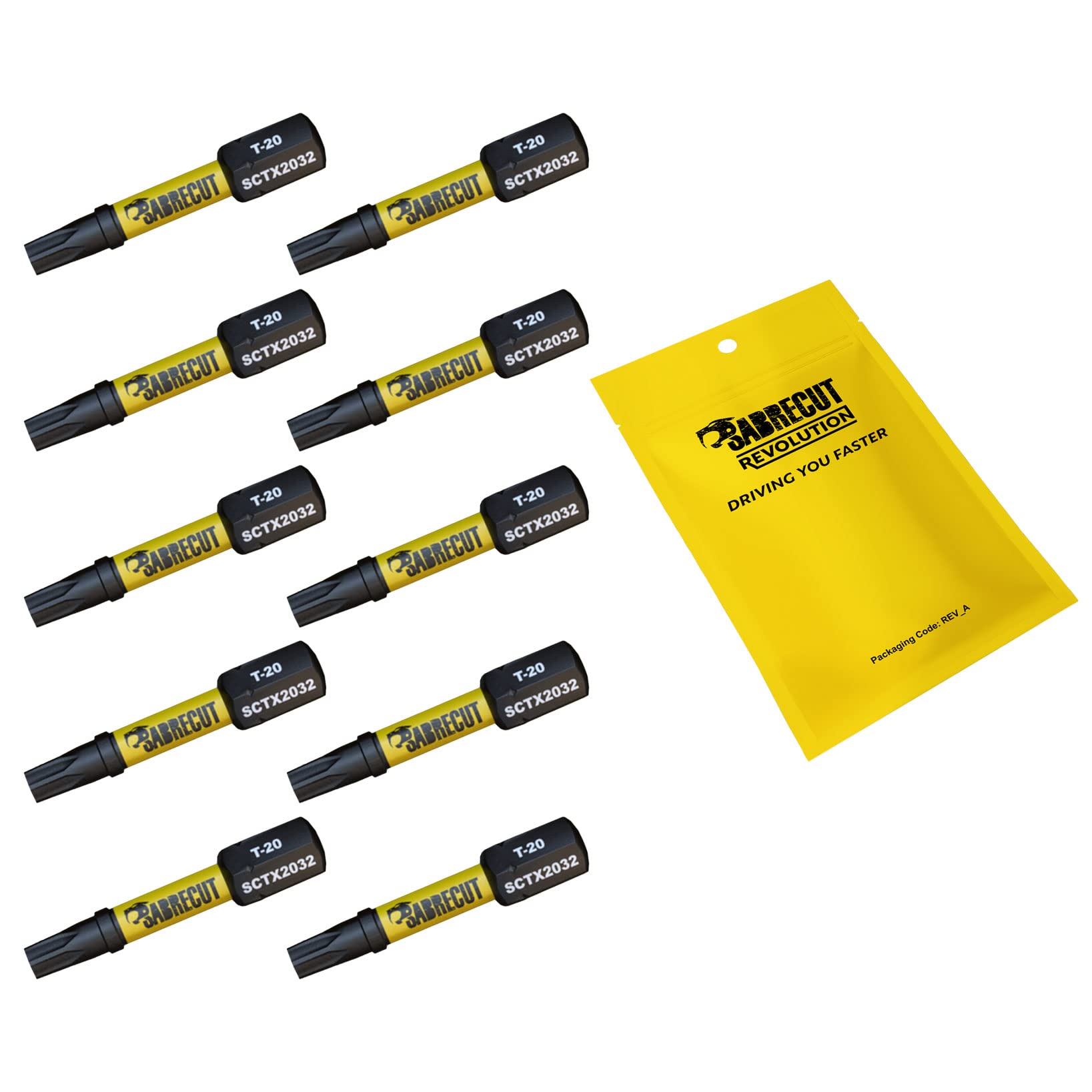 10 x SabreCut SCTX2032_10 32mm T20 TX20 Magnetic Impact Screwdriver Driver Bits Set Torx Heavy Duty