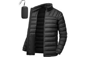 BGOWATU Men's Puffer Jacket Lightweight Packable Winter Jacket Water Resistant Insulated Down Puffy Coat