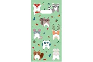Practicon Woodland Animals 6" x 12" Dental Giveaway Bag, Fall & Autumn Themed Bag, Dental Hygiene Patient Care Goodie Bag, Dentist Office Plastic Gift Bags, 100 Pack