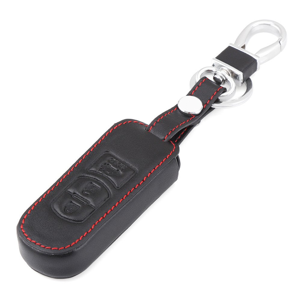 Happyit Leather Car Key Cover Case for Mazda 2 3 5 6 CX-5 CX-7 CX-9 CX-3 CX-4 CX-4 MX5 2015-2017 3 Buttons Remote Keyless