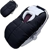 Winter Baby Car Seat Cover, Carseat Cover for Baby Seat or Stroller, Windproof Warm Infant Car seat for Newborn Keep Babies Warm Bunting Bag (Black)
