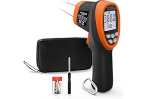 H HOLDPEAK HOLDPEAK Pyrometer D:S=30:1, High Temp Infrared Thermometer -58℉~2732℉, Non-Contact Industrial Laser Thermometer Gun, Digital IR Temperature Gauge HP-2732 (NOT for Human)
