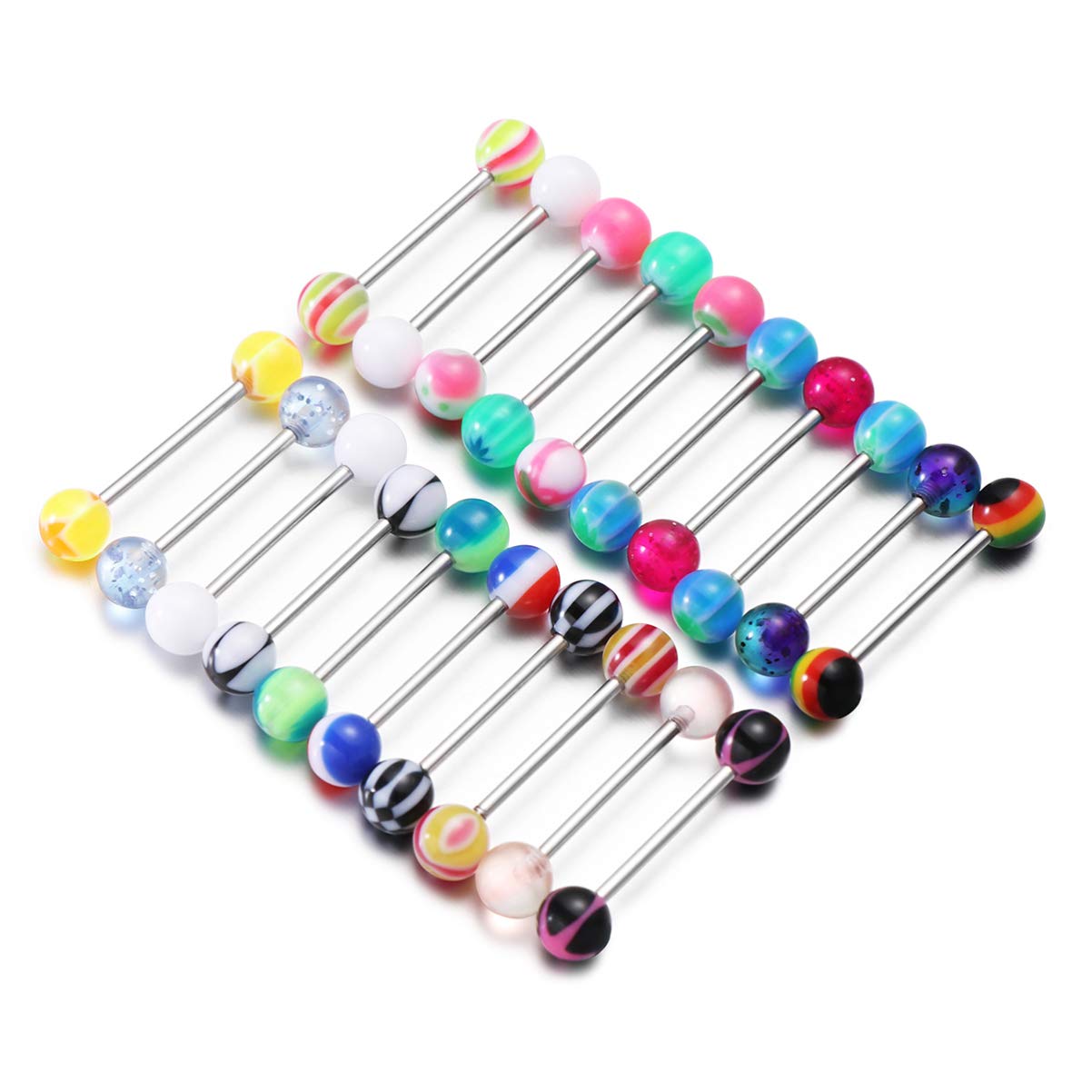 20pcs Tongue Bars Colorful Tongue Rings Bar for Women & Girl, Random Color