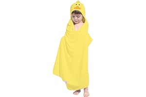 HIPHOP PANDA Hooded Towel for Kids - Viscose Derived from Bamboo, 30 X 50 INCH Large Size for 3-10 Yrs - Premium Kids Bath Towel Beach Towels Wrap for Girls, Boys, Yellow Duck