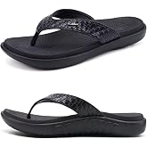 KuaiLu Womens Flip Flops Arch Support Yoga Mat Cushioned Thong Sandals | Ladies Comfortable Walking Slides For Plantar Fasciitis Slip On Indoor Outdoor For Summer