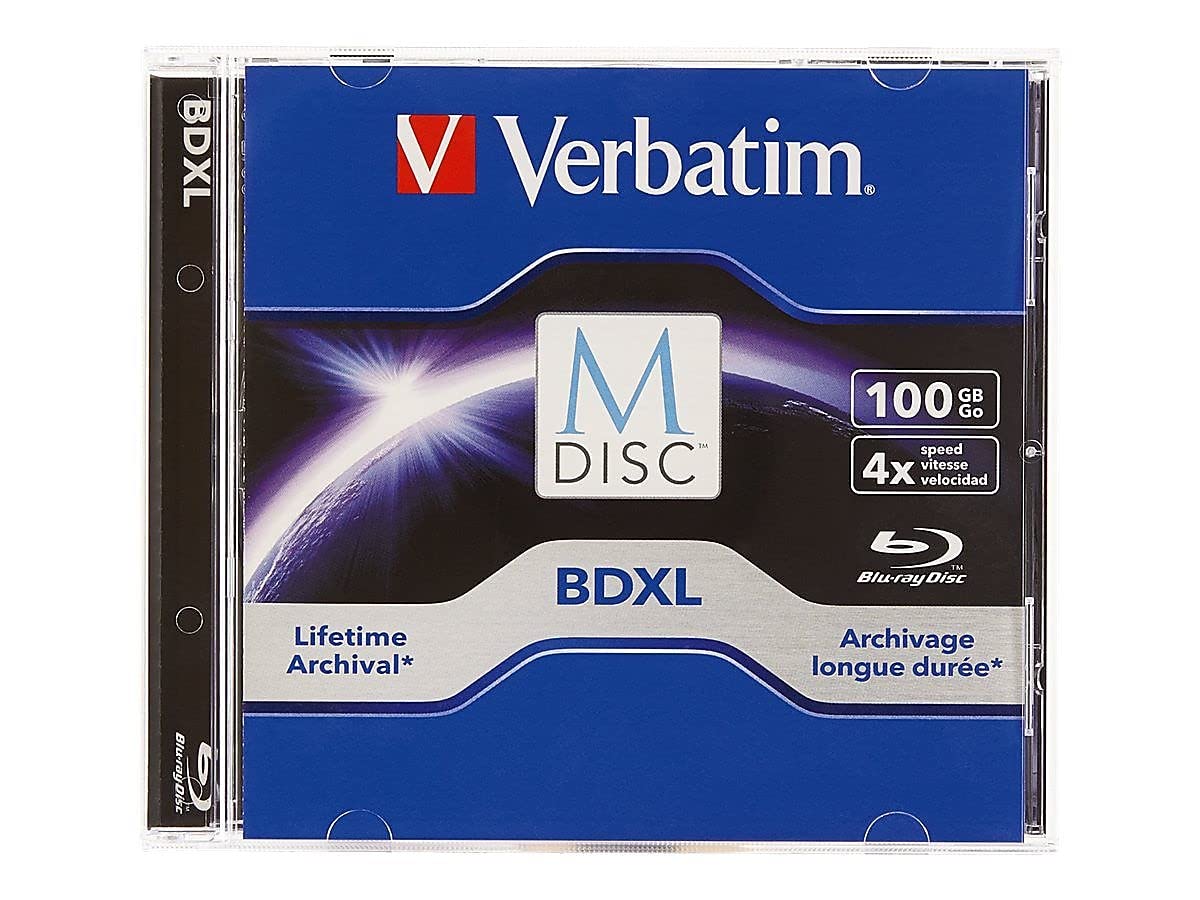 Photo 1 of Verbatim M DISC BDXL 100GB 6X with Branded Surface Blank Blu-Ray Recordable Media – 1pk Jewel Case