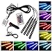 FICBOX Car LED Strip Lights, 4Pcs 48 LEDs Multi-Color Car Interior Atmosphere Light Strip Waterproof Under Dash Lighting Kit with Wireless Remote Control and Car Charger