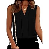 BLENCOT Women's Summer Tank Tops Chiffon V Neck Sleeveless Floral Printed Shirts Blouse