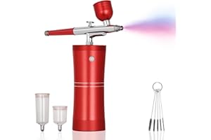 ACEFOX Airbrush Kit with Compressor, 40PSI Portable Cordless Air Brush Gun Set for Model, Nail, Tattoo, Cake Decorating