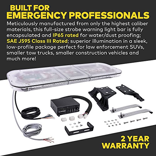 LAMPHUS SolarBlast SBFB98 47" 98W Emergency Vehicle LED Full-Size Light Bar [SAE J595 Class III] [58 Flash Modes] [INC. Controller Box] [Universal & Permanent Mount] Amber Rooftop Warning Light - Thumbnail 6