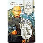 The Healing Saints Silver Toned Saint Maximilian Kolbe Patron of Addictions Alcohol and Drugs Medal with Holy Card, 1 Inch