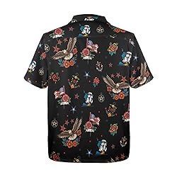 HUGLAZY American Flag Eagle Hawaiian Shirts Short