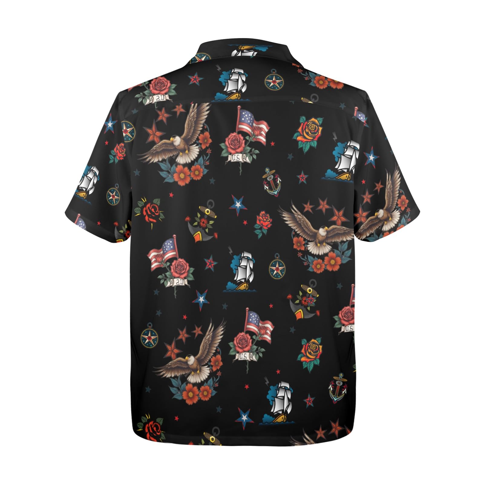 HUGLAZY American Flag Eagle Hawaiian Shirts Short