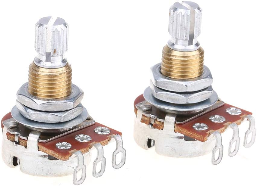Musiclily Pro Brass Thread Mini Metric Sized Control Pots A25K Aduio Taper Potentiometers for Guitar (Set of 2)
