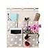 Homecube Linen Cotton Fabric Wall Door Cloth Hanging Storage Bag Case 5 Pocket Home Organizer (White Polka Dots)