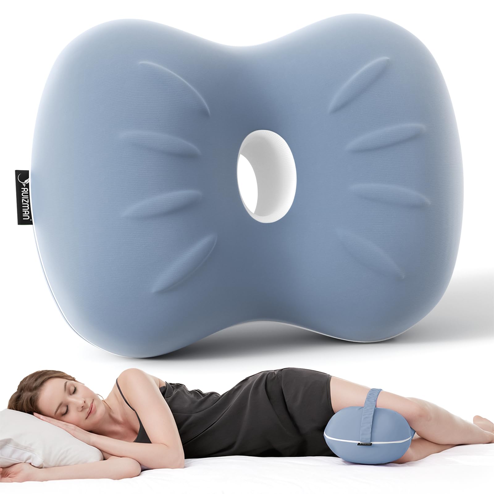 Photo 1 of Ruizman Knee Pillow for Side Sleepers - Cooling Pillows Between Legs for Side Sleeping - Large Memory Foam Knee Pillows for Hip Pain & Spine Alignment (Misty Blue)