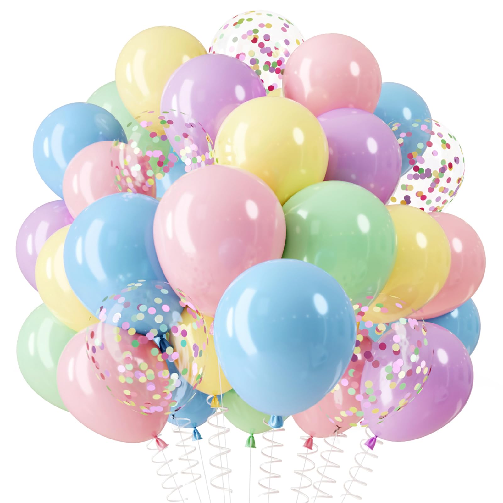 QIFU Pastel Balloons, 12 Inch Easter Balloons Macaron Multicoloured Thicken Latex Balloons Assorted Pastel Rainbow Party Balloon for Kids Birthday Easter Decorations Baby Shower Unicorn Theme Birthday