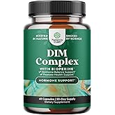 Pure DIM Supplement for Men with Bioperine - DIM Estrogen Blocker for Men for Hormone Balance & Prostate Health - Diindolylmethane Testosterone Complex with Broccoli Florets - 60 Capsules