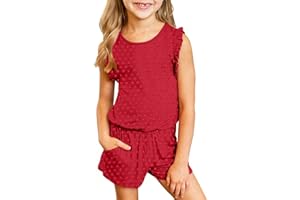 Ebifin Girls Short Sets with Two Side Pockets Summer Short Sleeve Shirt and Shorts Set
