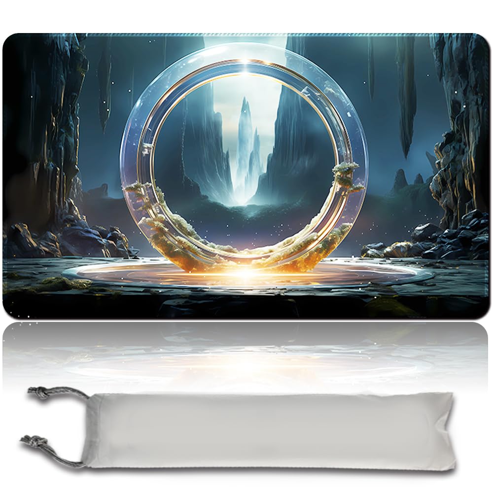 Board Game MTG Playmat + Free Waterproof Bag, Stitched Edges, Smooth Rubber Surface, MTG PlayMat with Zones (An Original Angel of Flight Alabaster Playmat) (Sol RingNO Zone)