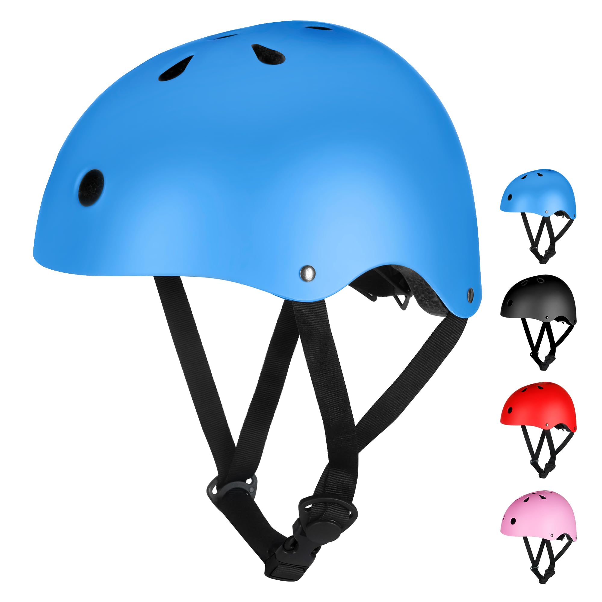 Kids Helmet, Kids Bike Helmet Age 3-13, Adjustable Cycle Helmet for Boys Girls & Toddler, Lightweight Skateboard Helmet Children Safety Multi-Sport Bicycle Helmet for Cycling (Blue, M:54–58 cm)