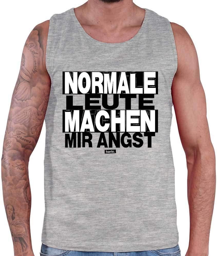 HARIZ Herren Tank Top Normale Leute Machen Mir Angst Sprüche Schwarz