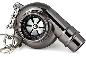 maycom Creative Spinning New Chrome Polished Gunmetal Black Turbo Turbocharger Keychain Key Chain Ring Keyring Keyfob,make Whistle Sound