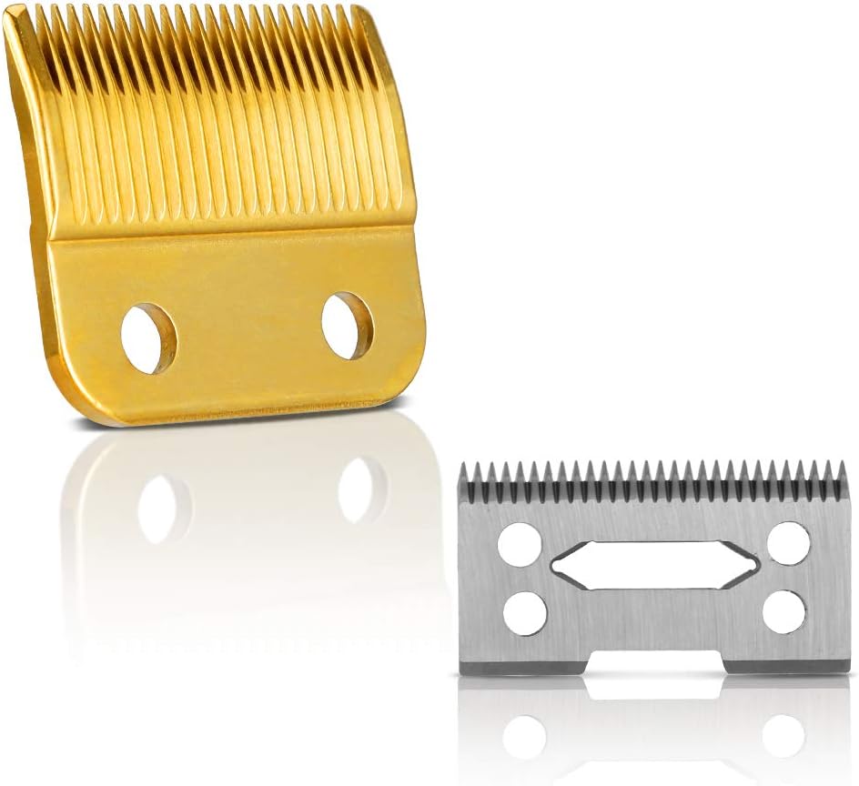 Ceramic Cutter blade 2-Hole Clipper ceramic Blade cutter with steel blade for Wahl clipper,Wahl 808 clipper. Wahl Senior cordless Clipper, Wahl Magic clipper (Black + Gold Blade)