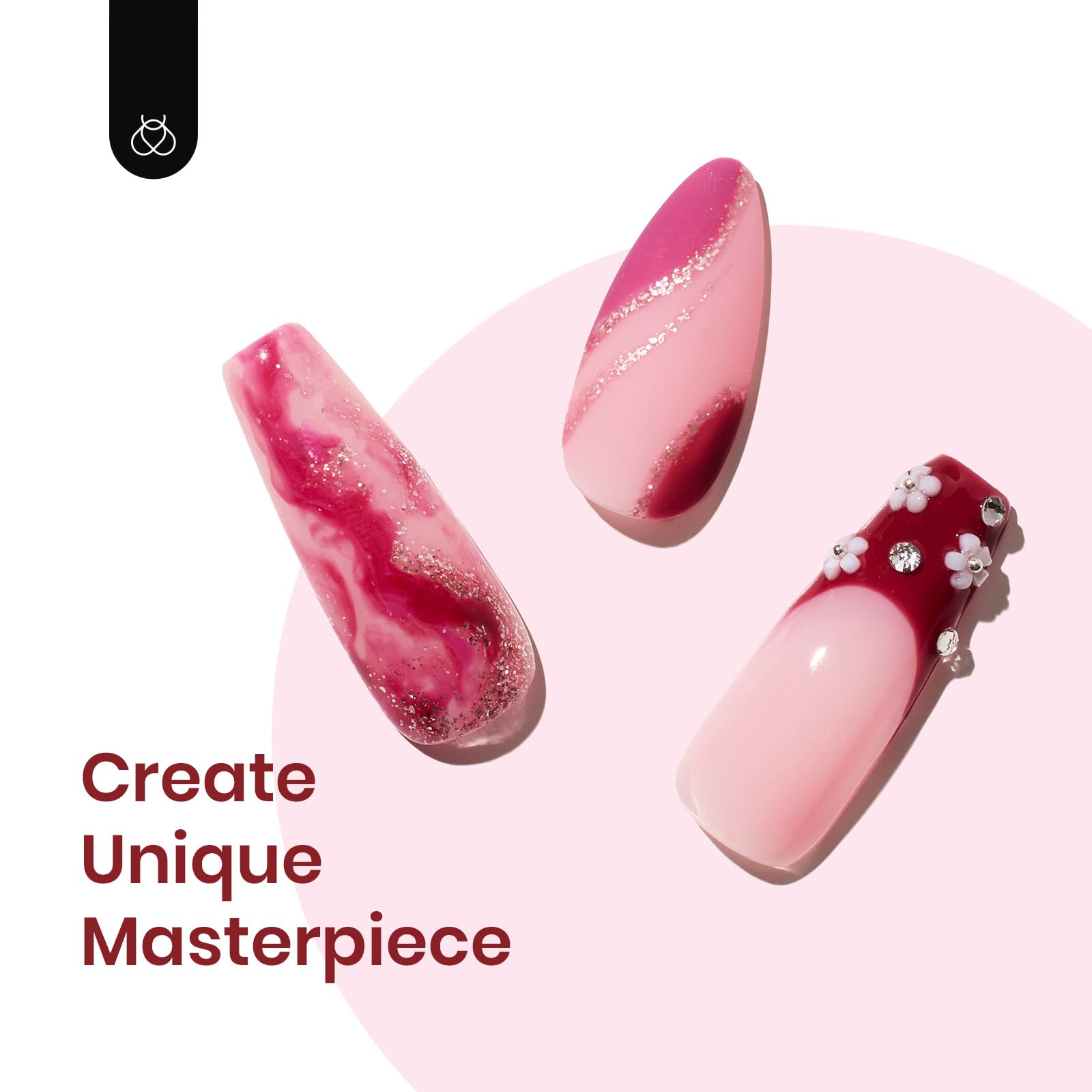 Beetles Pink Gel Nail Polish Set, 6 Pcs Burgundy Red Glitter Nail Polish Pink Brown Silent Flower Set Soak Off UV LED Nail Lamp Art Manicure Salon DIY Home Gifts for Women - Image 4