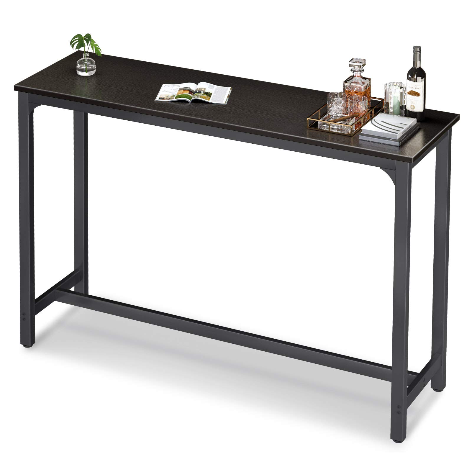 ODK 55" Bar Table, Bar Height Pub Table, Rectangular High Top Kitchen & Dining Tables with Sturdy Legs & Easy-to-Clean Top & 10 Min Quick Assembly, Indoor use, Black