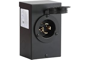 Hynade 30 Amp Generator Power Inlet Box, NEMA L14-30P Power Inlet Box for 4 Prong Generator Cord, 125/250 Volt, 7500 Watts, Weatherproof Outdoor Plug Box, ETL Listed