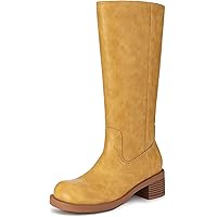 Amazon.com | JOKACEAR Women's Knee High Boots Square Toe Chunky