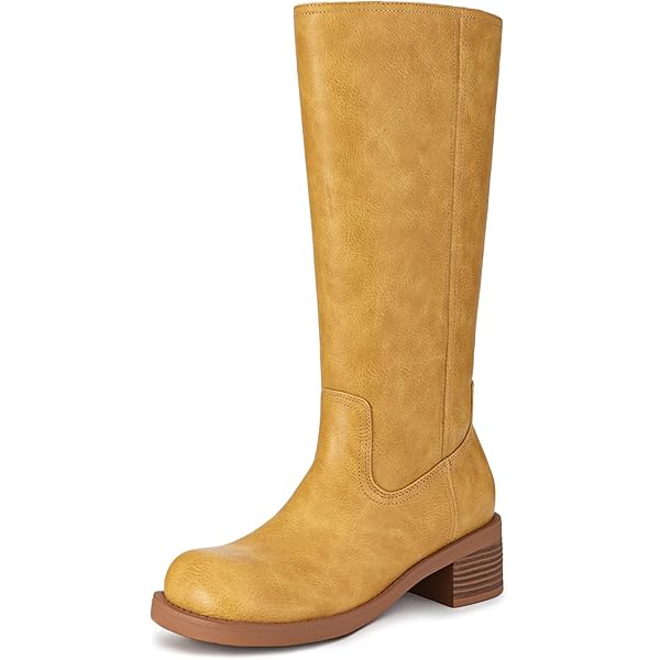 靴 Yello long boots size M 23.5 Mother's Day POROPL Yellow Boots for Women Knee High Winter