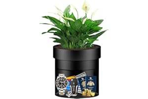Sdstone Fireresistant Waterproof Flower Pot Diversion Safe with Key Lock,Stainless Steel Secret Hidden Safe,Perfect for Hiding The Valuables Inside (Black) Plants Not Include