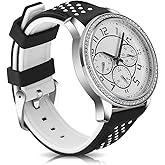 Narako Quick Release Silicone Watch Bands Divers Model Replacement Rubber Watch Strap 20mm 22mm 24mm 26mm Waterproof dot Bicolor Silver Buckle for Men and Women Sport (24mm, White)