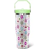 qwpmvhsak 30 Oz Pickleball Flip Tumbler With Handle, Lid & Straw - Insulated Travel Mug, Pickleball Gifts for Women Men