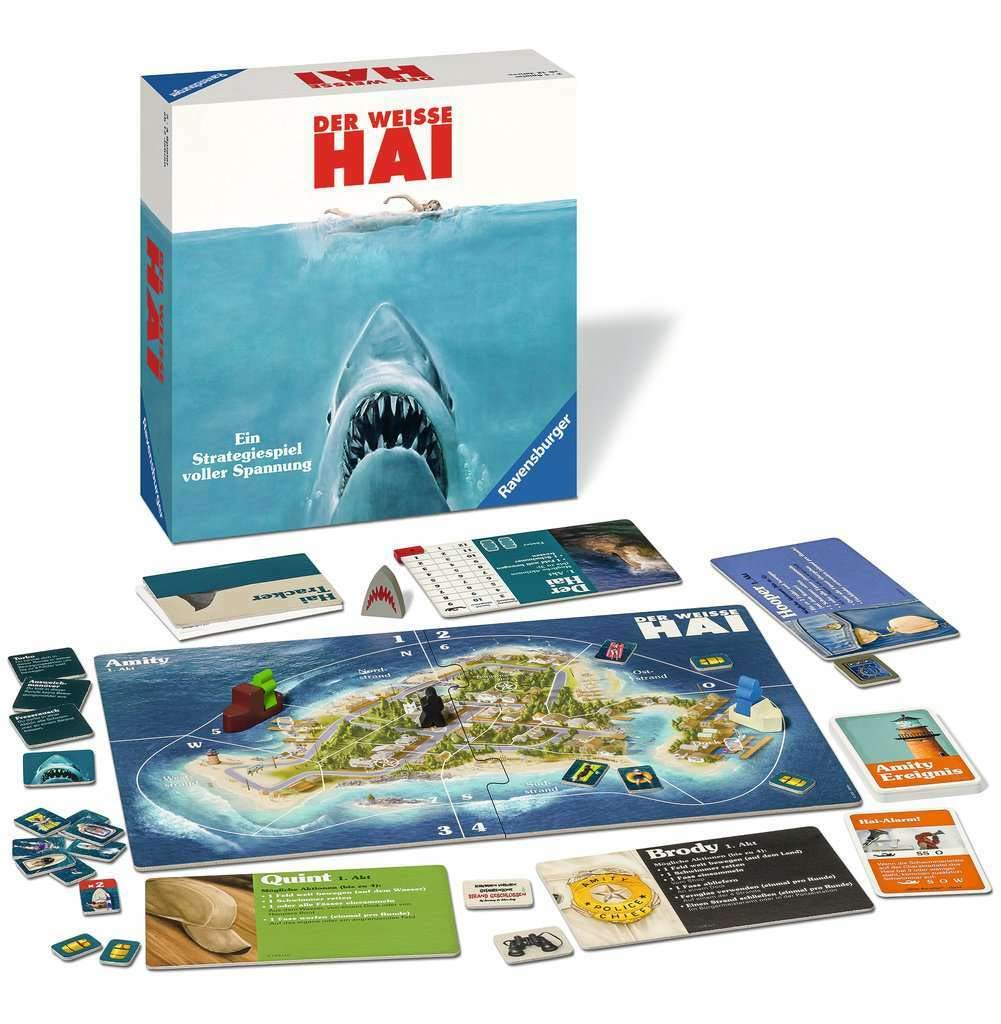 Ravensburger Brettspiel Der Weisse Hai - Spannendes Strategiespiel für Erwachsene und Kinder ab 12 Jahren, Spiel zum berühmten Filmklassiker für 2-4 Spieler [Exklusiv bei Amazon] 3