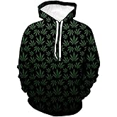 Hisayhe Mens Womens Casual Hoodie Pullover Weed Leaf 3D Printing Graphic Sweatshirt Tops