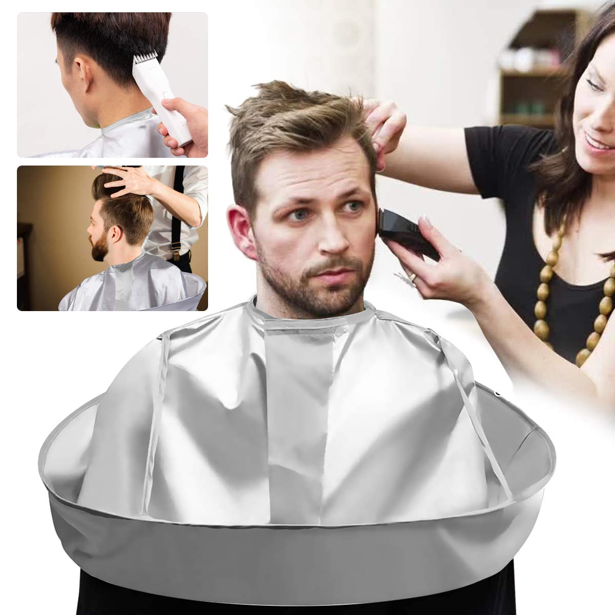 Ledeak Professional Waterproof Barber Cape - Adult Size Hair Cutting Cape with Detachable Hair Catcher - Ideal for Home and Salon Haircutting and Styling