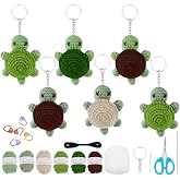 WEBEEDY 6 Sets Animal Crochet Kit for Beginners,DIY Turtle Keychain Knitting Kit for Adult with Step-by-Step Video Tutorials and Colorful Yarns,Hook,Accessories Christmas Decor Gifts
