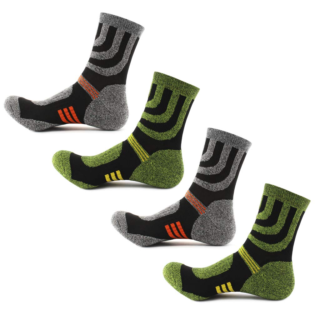 4 Pairs Men Women Hiking Walking Socks - UK Size 3-7, Anti Blisters, Soft, Warm, Comfortable, Breathable Nature Cotton Padded, Fit Well for Outdoor Sports Athletic Running Trekking Golf Yoga Camping