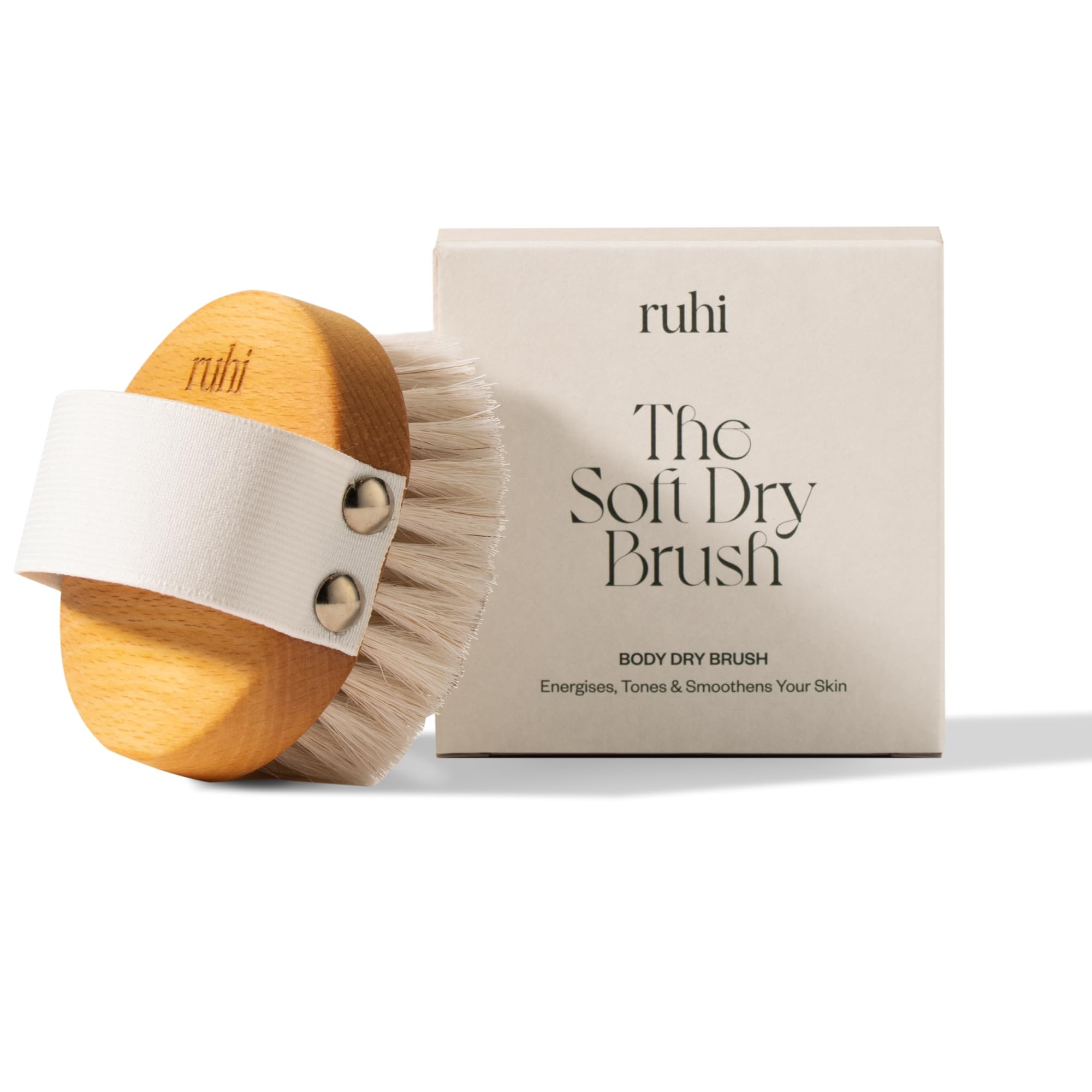 Rui Body Brush Soft 100% Natural Bristles Made in DE Plastic for Dry Brushing Massage (Dry Brush) Lymphatic Drainage Against Cellulite Region FSC Certified Beech Wood