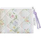 Modacarry Cotton Quilted Floral Coin Purse Digital Camera Pouch with Cute Prints Zipper for Women Girls (FLOWERS)