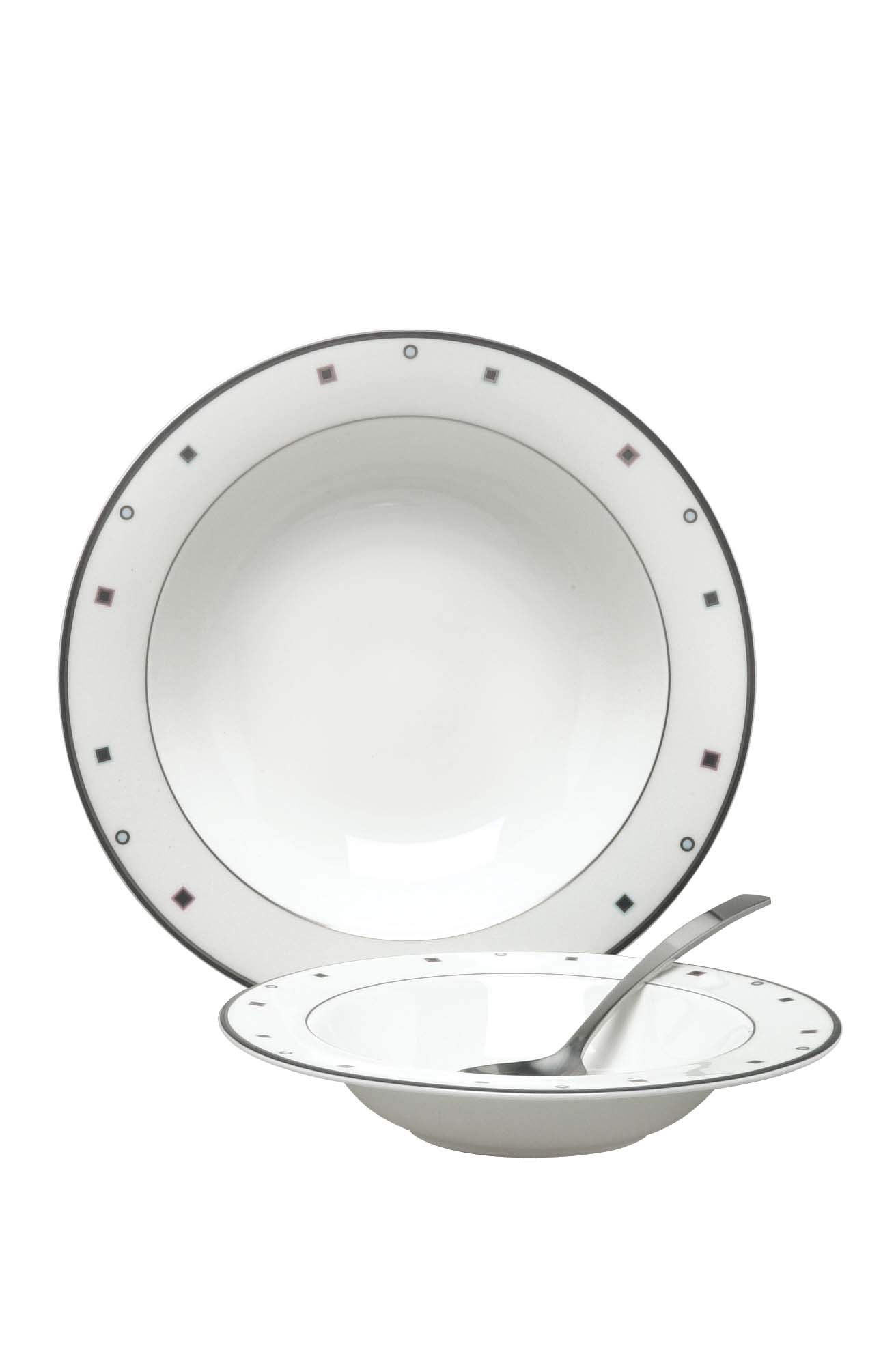 Elia Shadow Fine Bone China Rimmed Soup Plate 215mm (Pack of 6)
