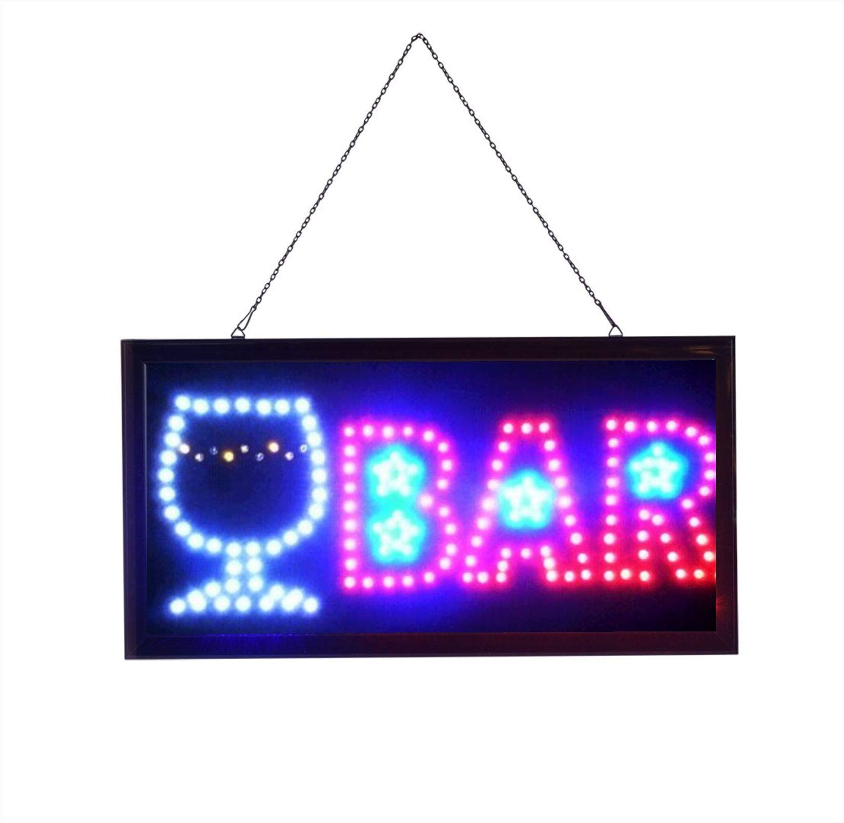 = BAR LED SIGN = BRIGHT NEON PROFESSIONAL POWERFUL ANIMATED FLASHING DISPLAY HANGING CHAIN INCLUDED Size 48cm X 25cm X 2cm